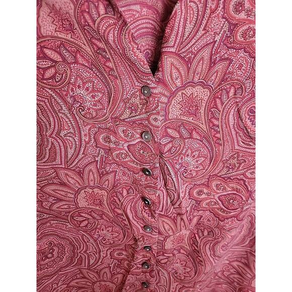 Talbots Red Paisley Print Silk Button Front Sleeveless Tank Top Women's Size 18 - Picture 6 of 9